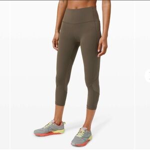 Lululemon Pace Rival Cropped 22” Legging Dark Olive Green Size 8 Pockets Running